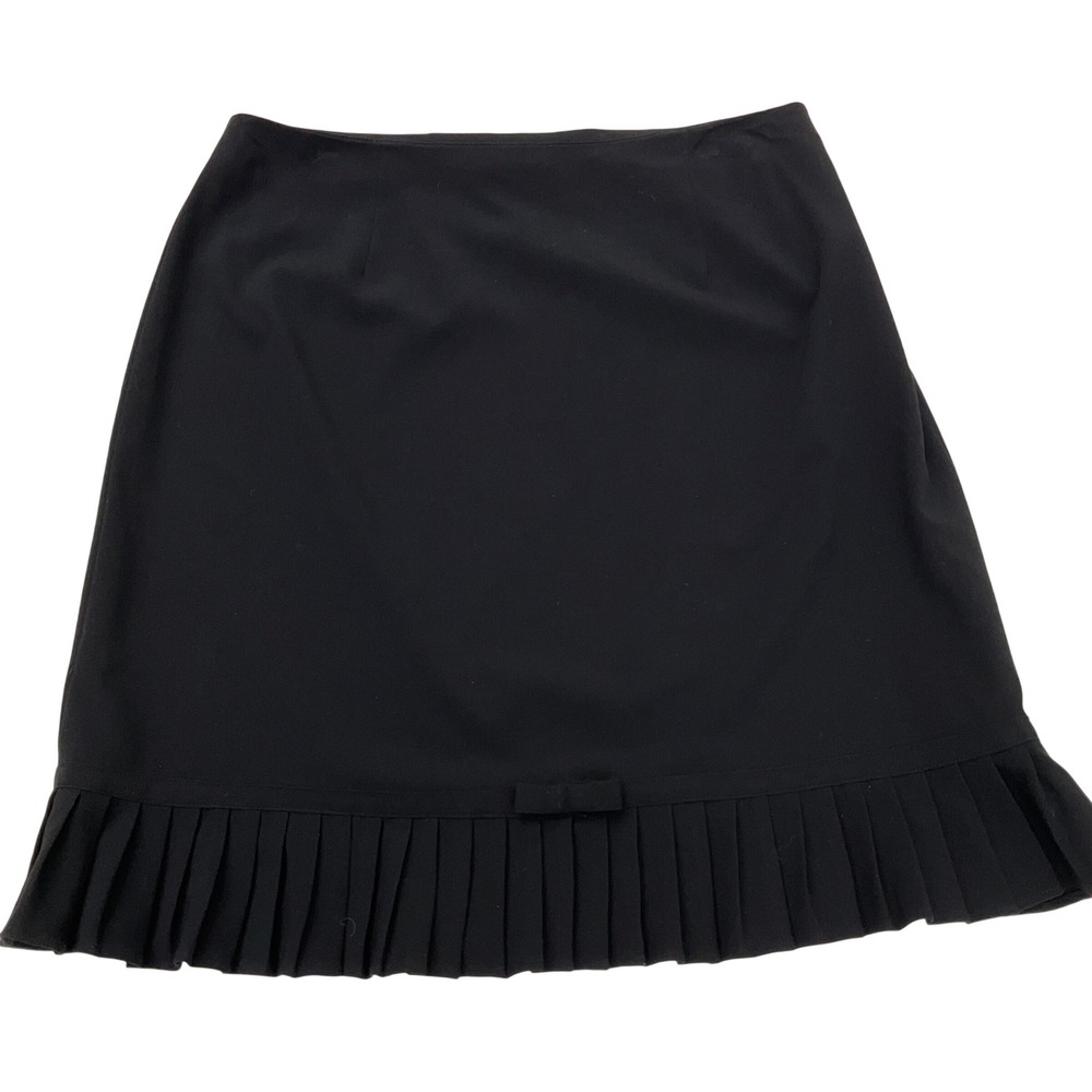 LARRY‎ LEVINE womens stretch pleated ruffle skirt 14 black career Y2K minimalist